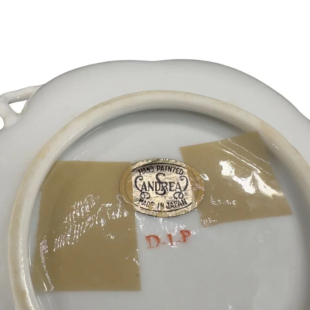 Andrea By Sadek Hand Painted Leaf Dish‎ Bowl Silver Overlay Butterfly And A Bug
